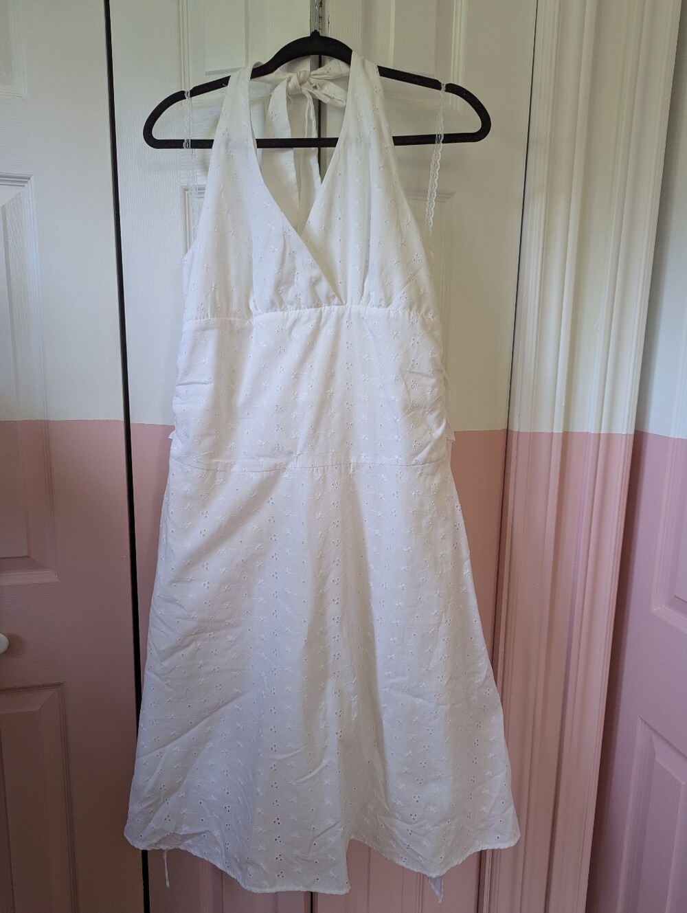 White Eyelet Halter Sundress